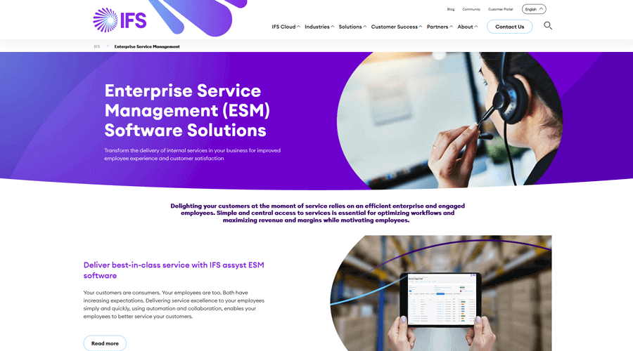 IFS Assyst Enterprise Service Management ITSM Software
